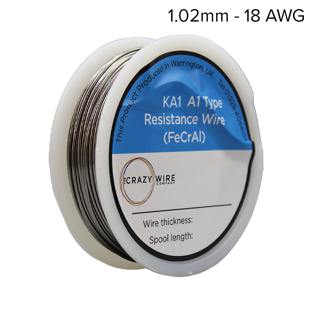 1.02mm (18 AWG) KA1 (FeCrAl A1) Kanthal Wire The Crazy Wire Company